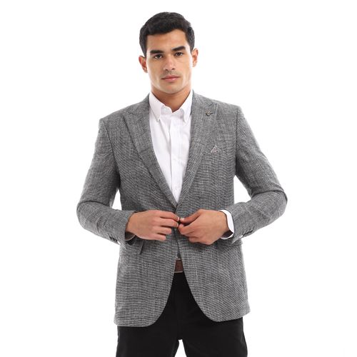 بليزر بأكمام طويلة ونحيف - أسود وأبيض
