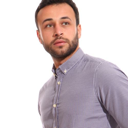 Tinny Plaids Full Sleeves Shirt - Dark Purple & White