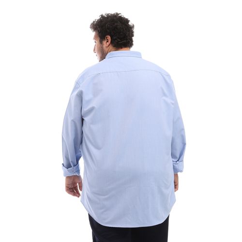 Plus Size Textured Buttoned Shirt - Baby Blue
