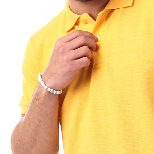 Heather Buttoned Polo Shirt - Yellow