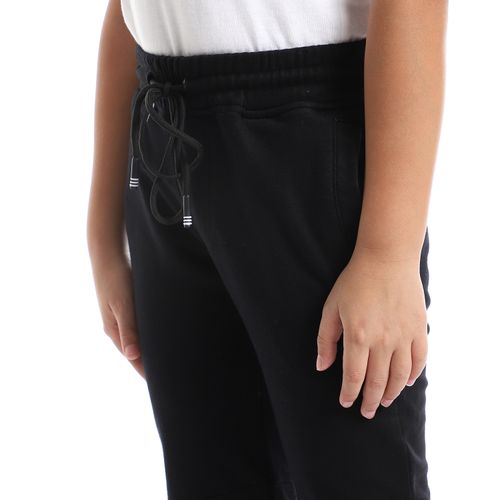 Slip On Cotton Pants With Three Pockets - Black
