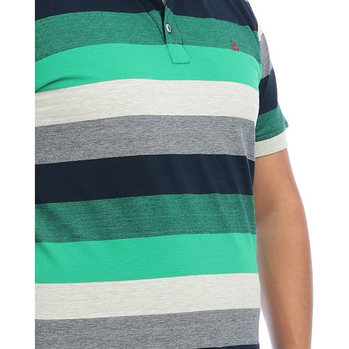 Wild Stripes Pique Casual Buttoned Polo Shirt - Green
