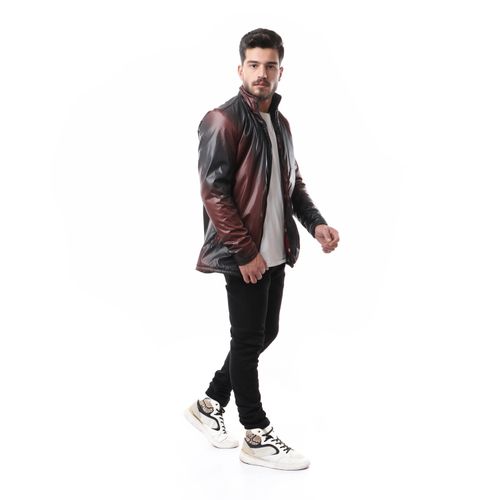 fashionable zipper jacket - burgundy