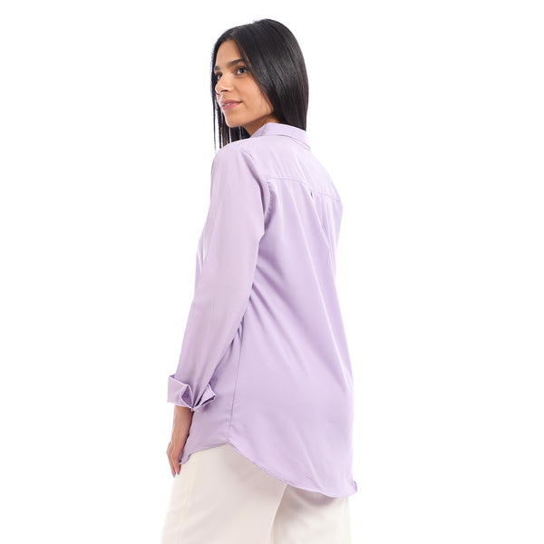 Basic Solid Buttoned Shirt - Lavender