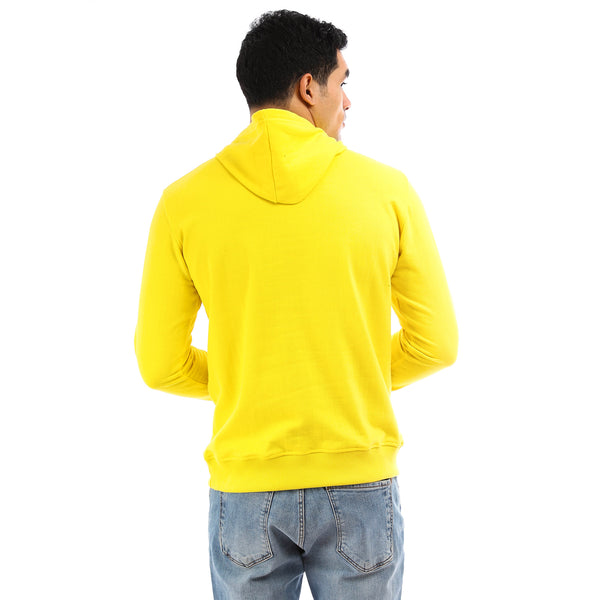 Solid Fleece Hoodie With Kangaroo Pocket - Yellow