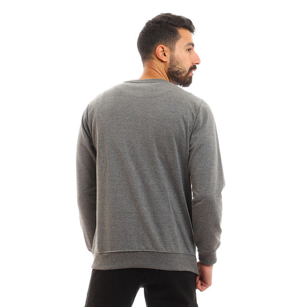 V-Neck Basic Plain Grey Sweatshirt