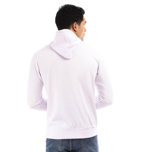 Solid Fleece Hoodie With Kangaroo Pocket White Andora