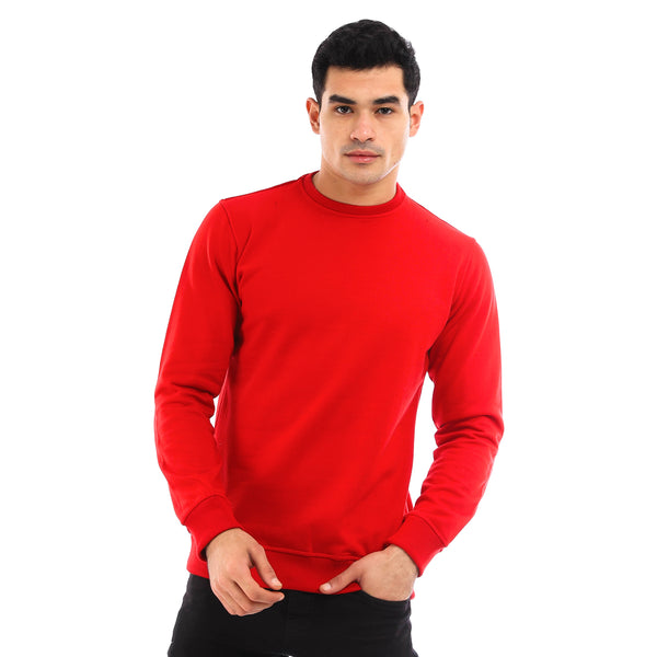 Comfy Solid Slip On Fleece Sweatshirt - Red
