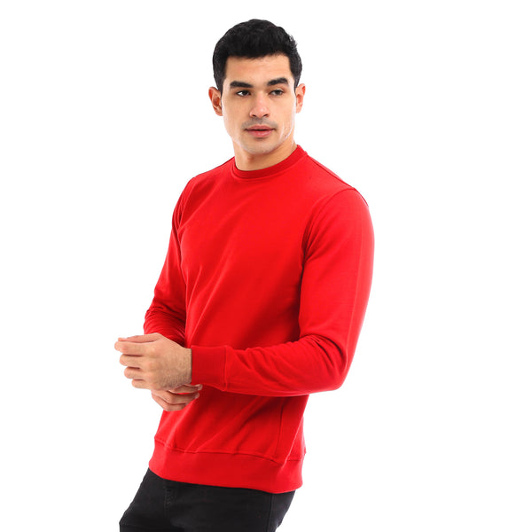 Comfy Solid Slip On Fleece Sweatshirt - Red