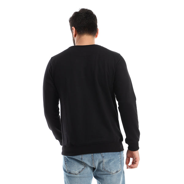 Printed Comfy Full Sleeves Sweatshirt - Black