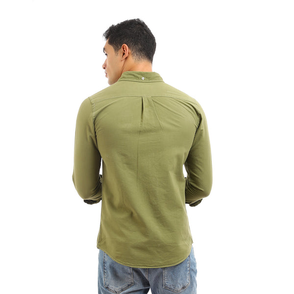 Front Patched Pocket Long Sleeves Shirt - Olive