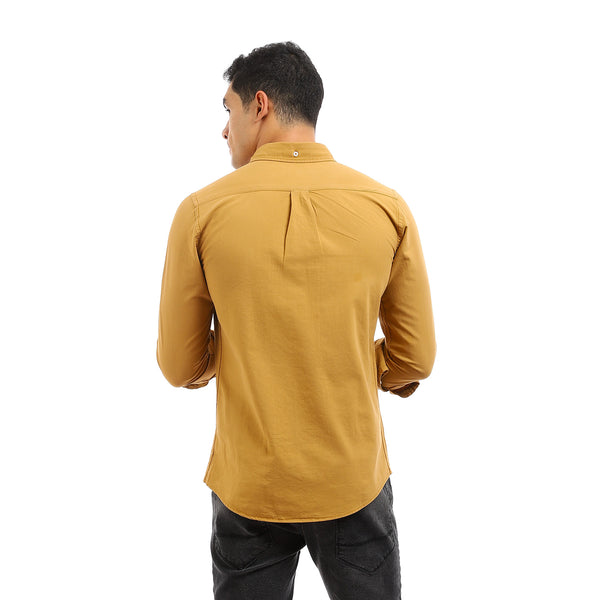 Front Patched Pocket Long Sleeves Shirt - Goldenrod