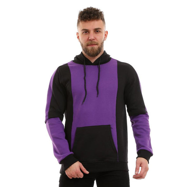 Comfy Bi-Tone Fleece Hoodie - Black & Purple