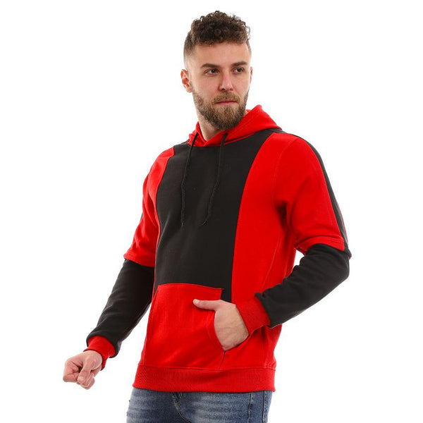 Comfy Bi-Tone Fleece Hoodie - Black & Red