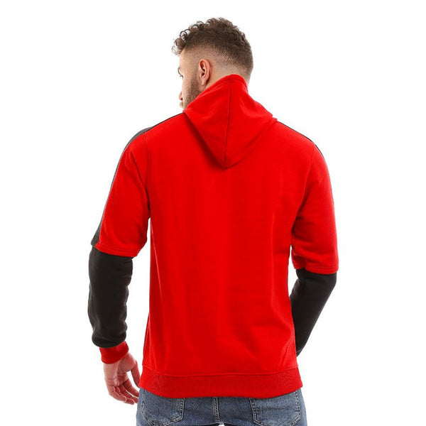 Comfy Bi-Tone Fleece Hoodie - Black & Red