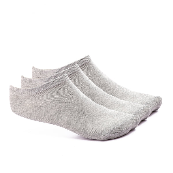 Set Of 3 Cotton Slim Trim Ankle Socks - Heather Dark Grey