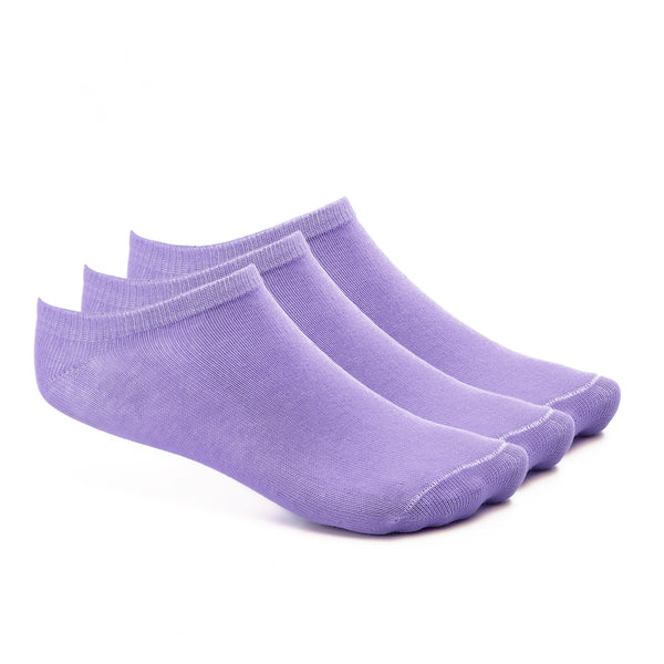 Set Of 3 Cotton Slim Trim Ankle Socks - Mauve