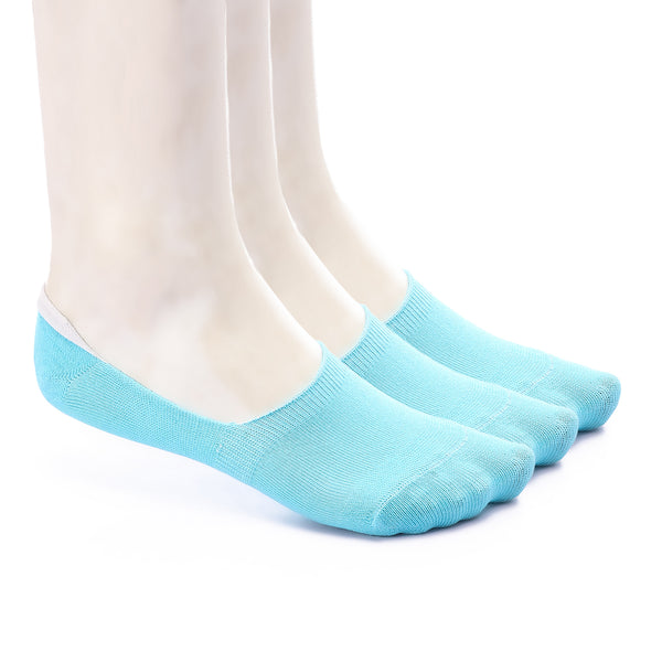 Set Of 3 Solid Invisible Socks - Turquoise