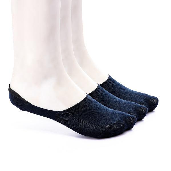 Set Of 3 Solid Invisible Socks - Navy Blue