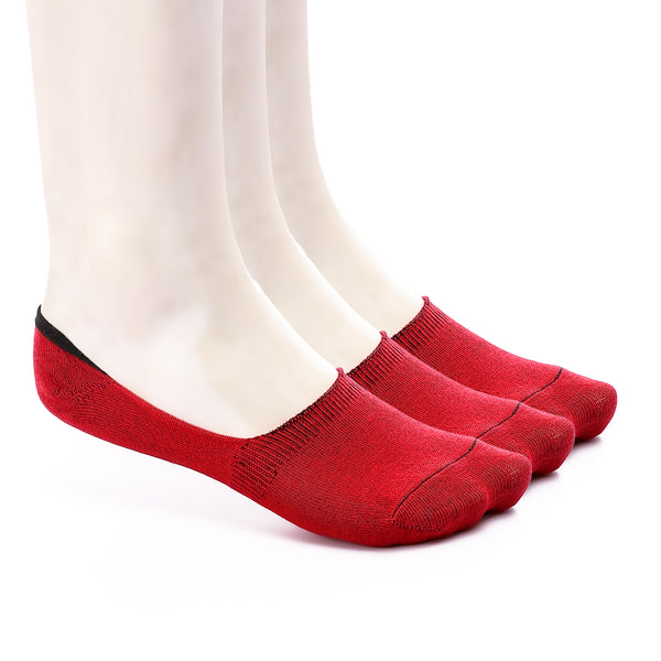 Set Of 3 Solid Invisible Socks - Red