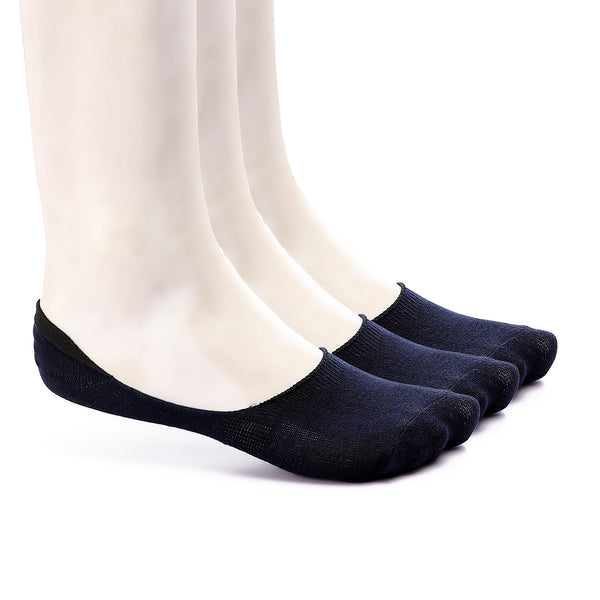 Set Of 3 Solid Invisible Anti Slip Socks - Navy Blue