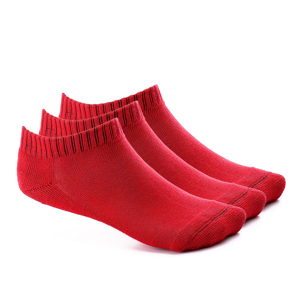 Set Of 3 Cotton Ankle Socks - Red