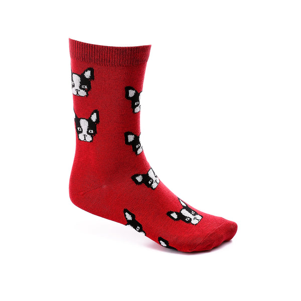 Animal Mid-Calf Cotton Socks - Red