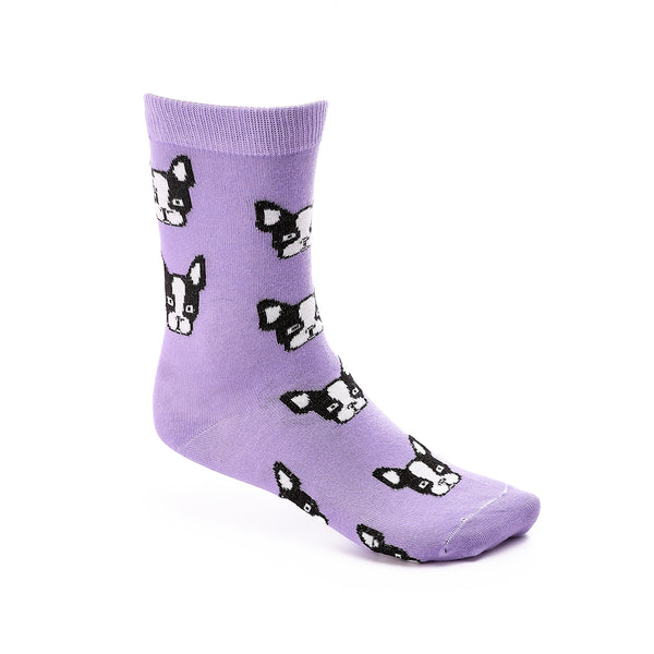 Animal Mid-Calf Cotton Socks - Mauve