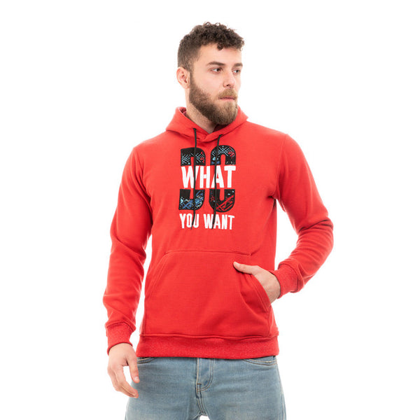 Front Stitched Cotton Hoodie - Red