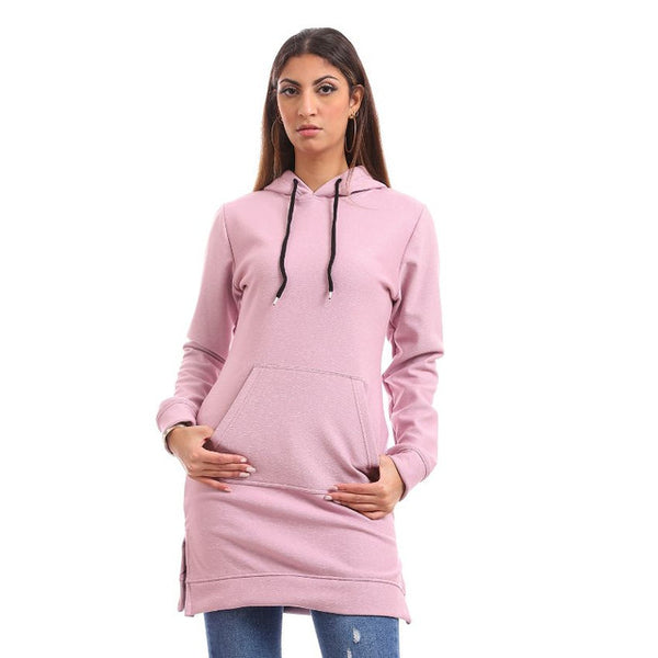 Comfy Velour Padded Hoodie Dress - Light Cashmere