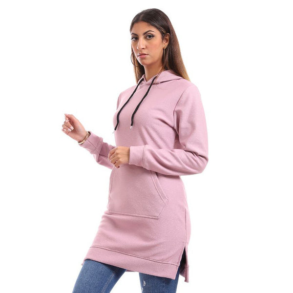 Comfy Velour Padded Hoodie Dress - Light Cashmere