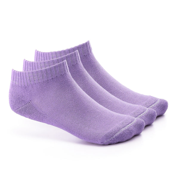 Set Of 3 Cotton Ankle Socks - Mauve