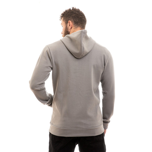 Cotton Plain Inner Fleece Zip Through Hoodie - Light Grey