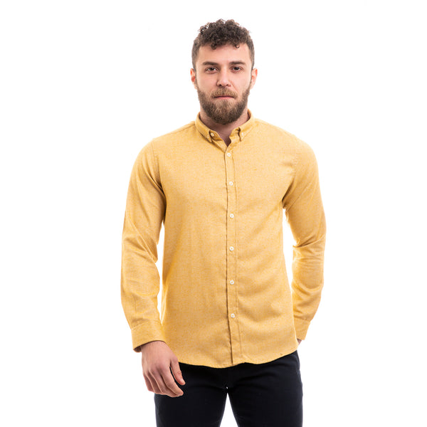 Plain Winter Classic Neck Shirt - Pale Yellow