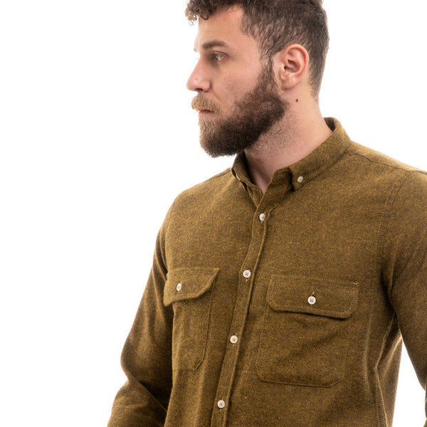 Full Buttoned Winter Shirt With Chest Pockets - Heather Cumin