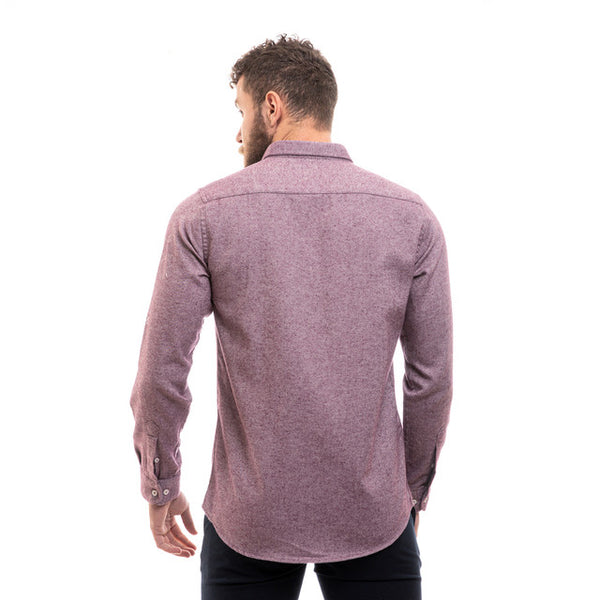 Full Buttoned Winter Shirt With Chest Pockets - Heather Burgundy