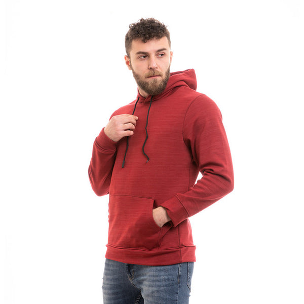 Basic Full Sleeves Cotton Hoodie - Brick Red