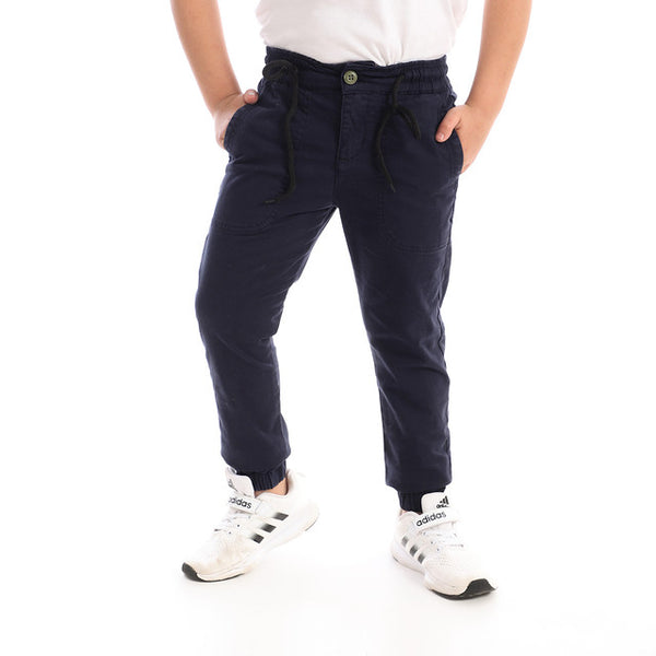 Side Pockets Gabardine Boys Pants - Navy Blue