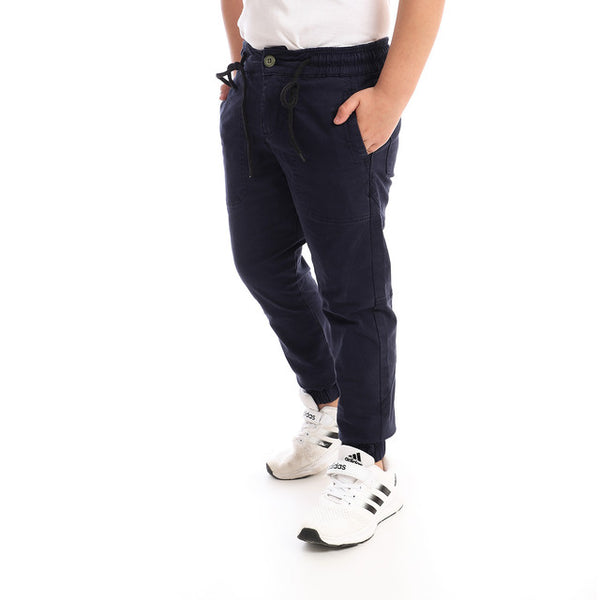 Side Pockets Gabardine Boys Pants - Navy Blue