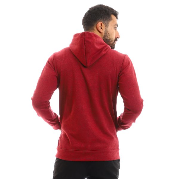 Full Zipper Hoodie With Front Pockets - Heather Burgundy