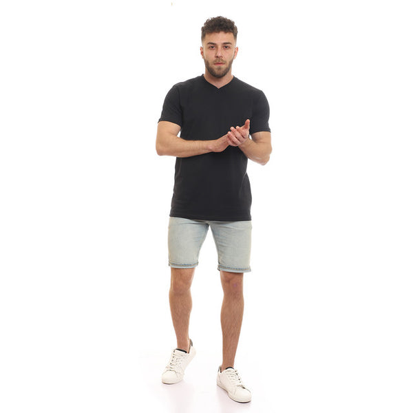 Basic Standard Fit V-Neck T-Shirt - Black