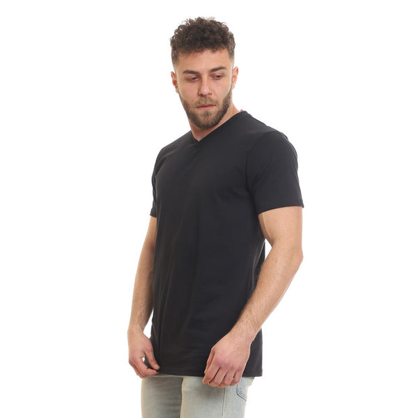 Basic Standard Fit V-Neck T-Shirt - Black