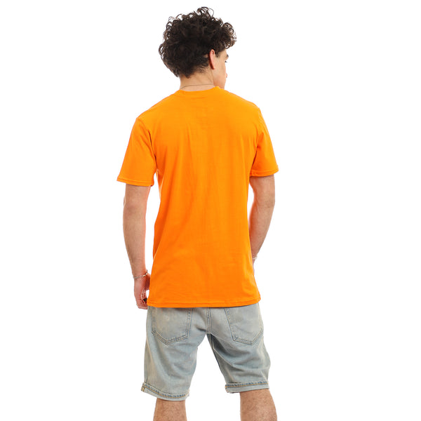 Slip On V Neck Basic T-Shirt - Orange