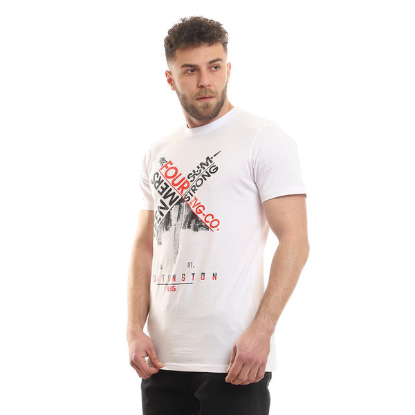 Summer Cotton Front Printed T-Shirt - White