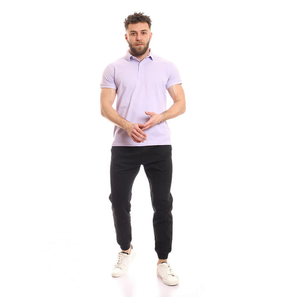 Half Sleeves Plain Polo Shirt - Lavender