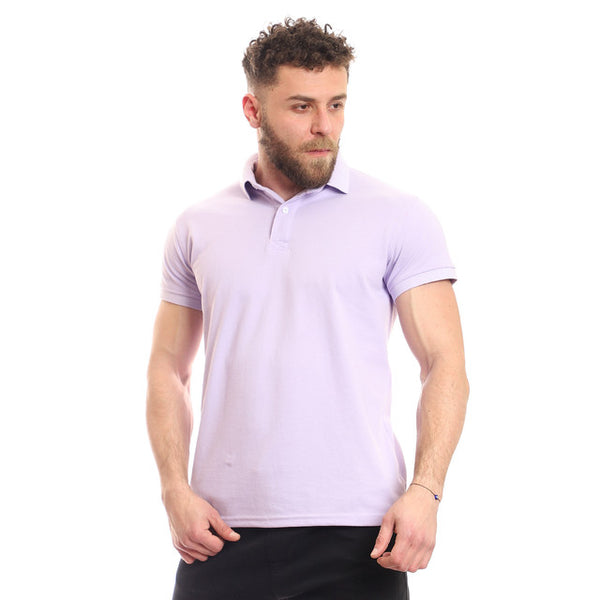 Half Sleeves Plain Polo Shirt - Lavender