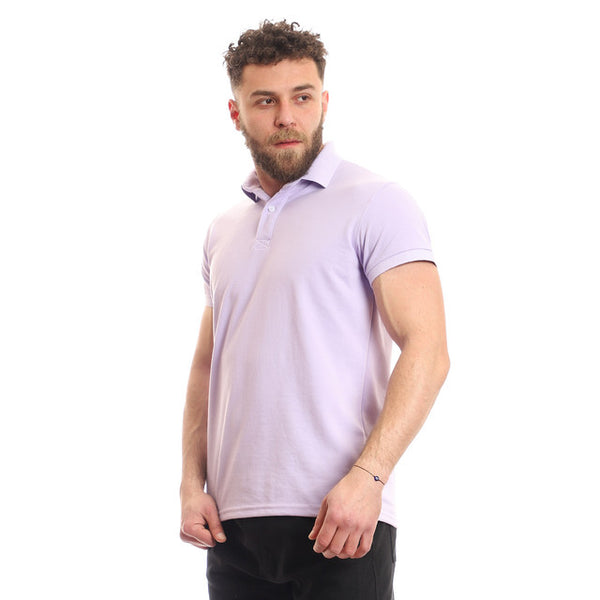 Half Sleeves Plain Polo Shirt - Lavender