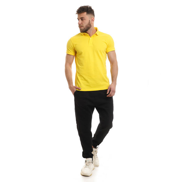 Pique Upper Buttoned Cotton Polo Shirt - Yellow