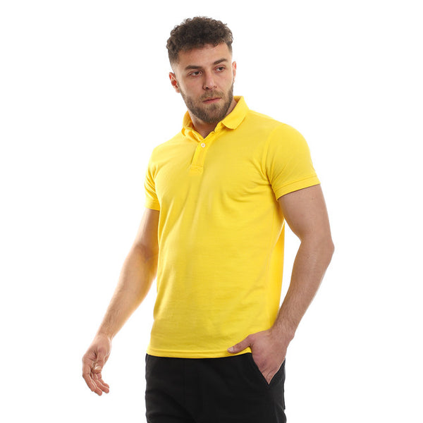 Pique Upper Buttoned Cotton Polo Shirt - Yellow