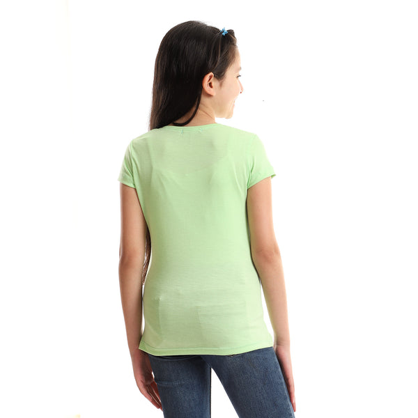 Popcorn Printed Tee - Apple Green, Pink, Yellow, White & Black